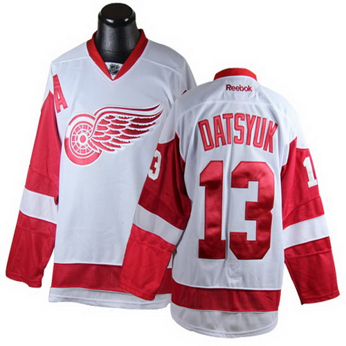 durable White NHL Detroit Red Wings 13 Pavel Datsyuk Hockey Jersey